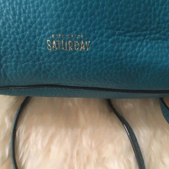 Turquoise Pebbled Leather Drawstring Backpack - Picture 3 of 7